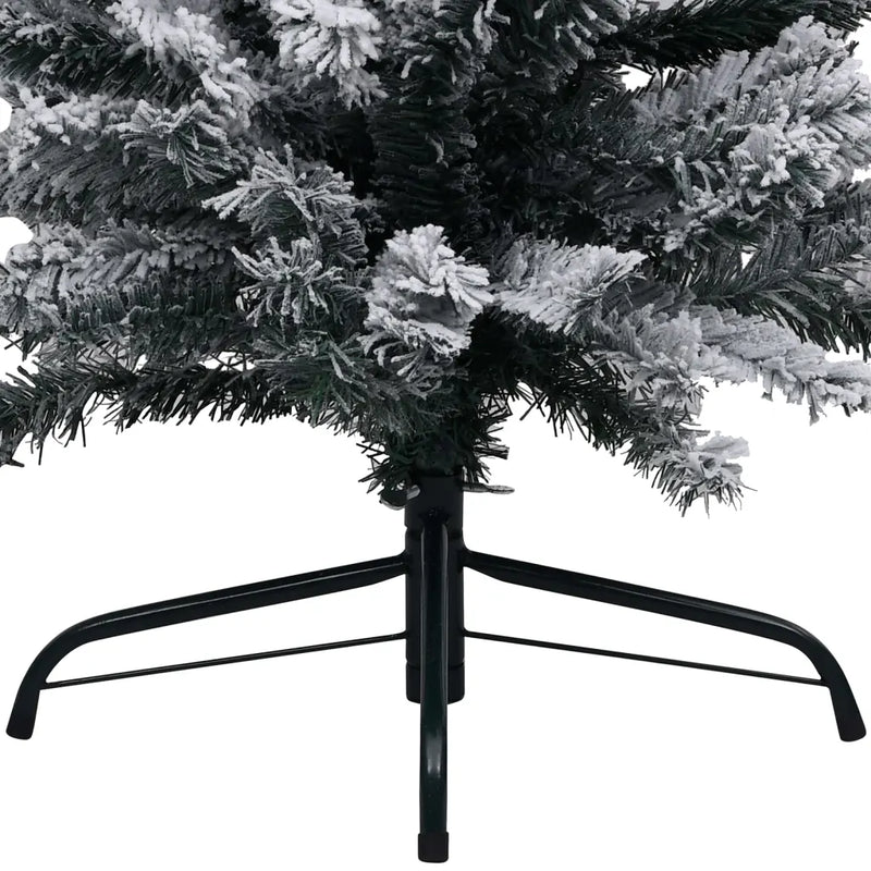 Slim Pre-lit Christmas Tree with Flocked Snow Green 120 cm PVC