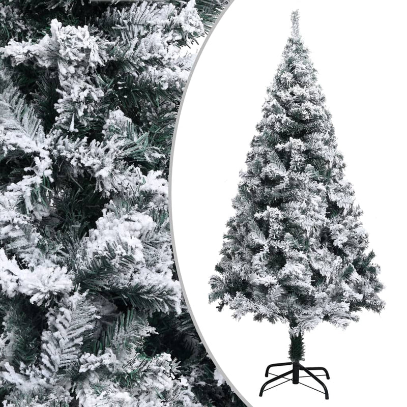 vidaXL Artificial Pre-lit Christmas Tree with Flocked Snow Green 180 cm
