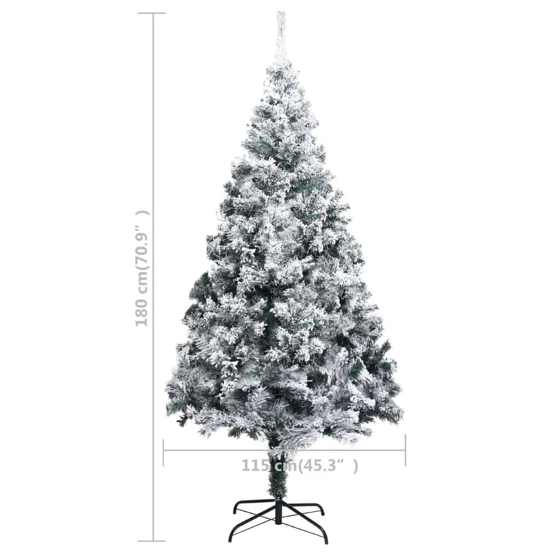 vidaXL Artificial Pre-lit Christmas Tree with Flocked Snow Green 180 cm