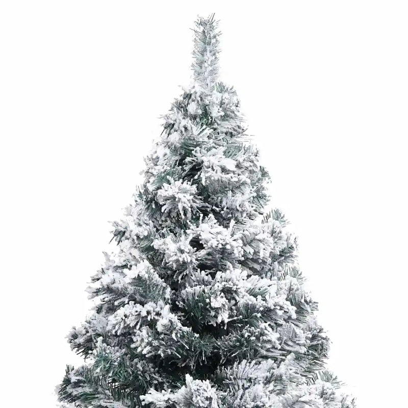 Artificial Pre-lit Christmas Tree with Flocked Snow Green 210cm