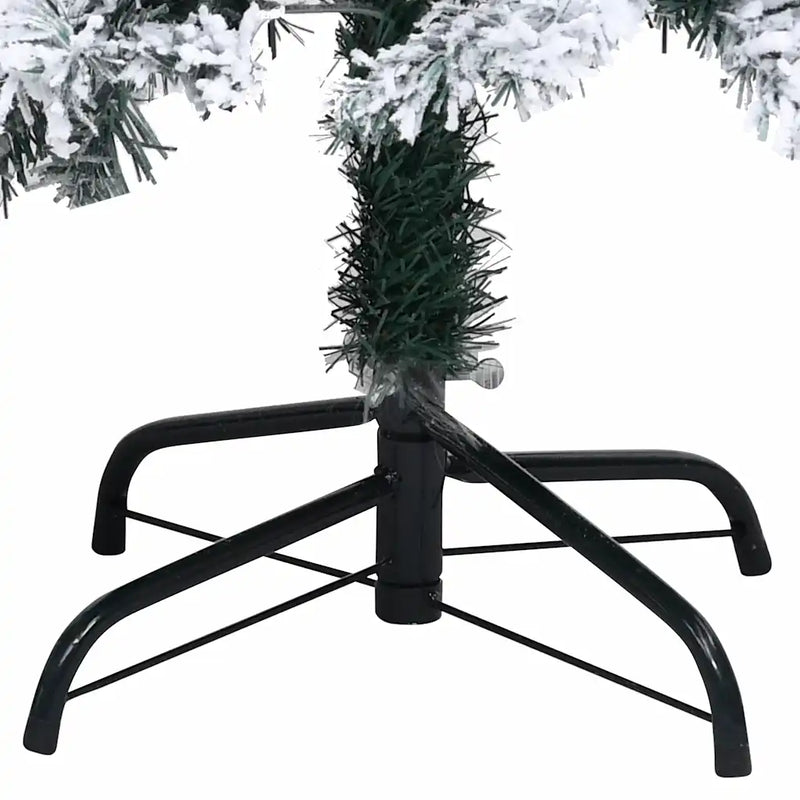 Artificial Pre-lit Christmas Tree with Flocked Snow Green 210cm