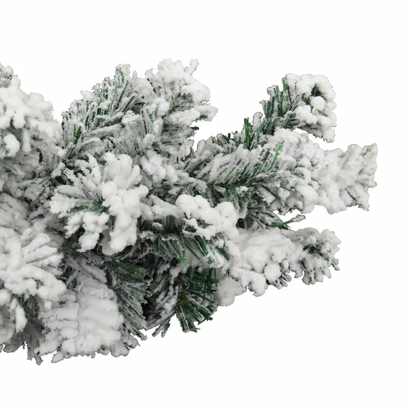 Christmas Garland with LEDs&Flocked Snow Green 5 m PVC