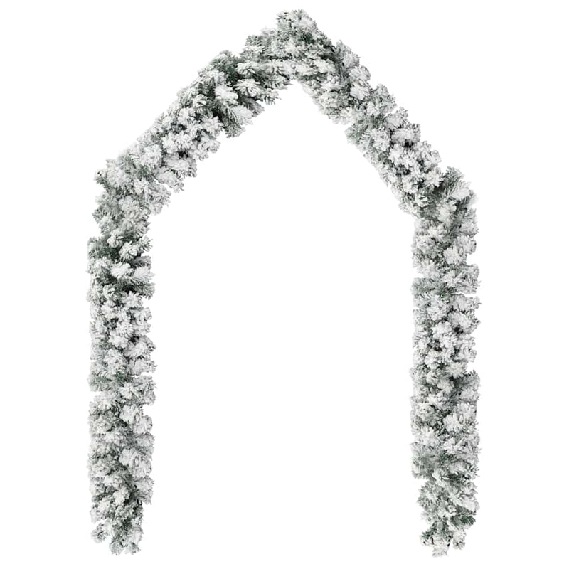 vidaXL Christmas Garland with LEDs&Flocked Snow Green 10 m PVC