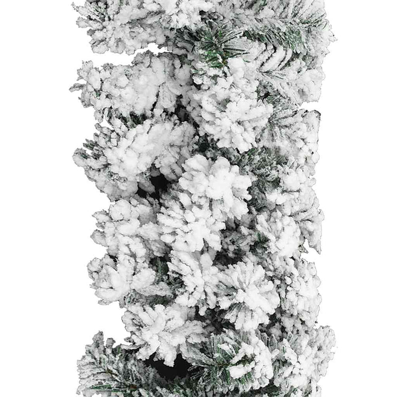 vidaXL Christmas Garland with LEDs&Flocked Snow Green 10 m PVC