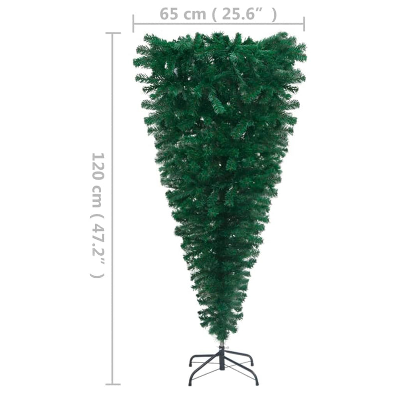 vidaXL Upside-down Artificial Pre-lit Christmas Tree Green 120 cm