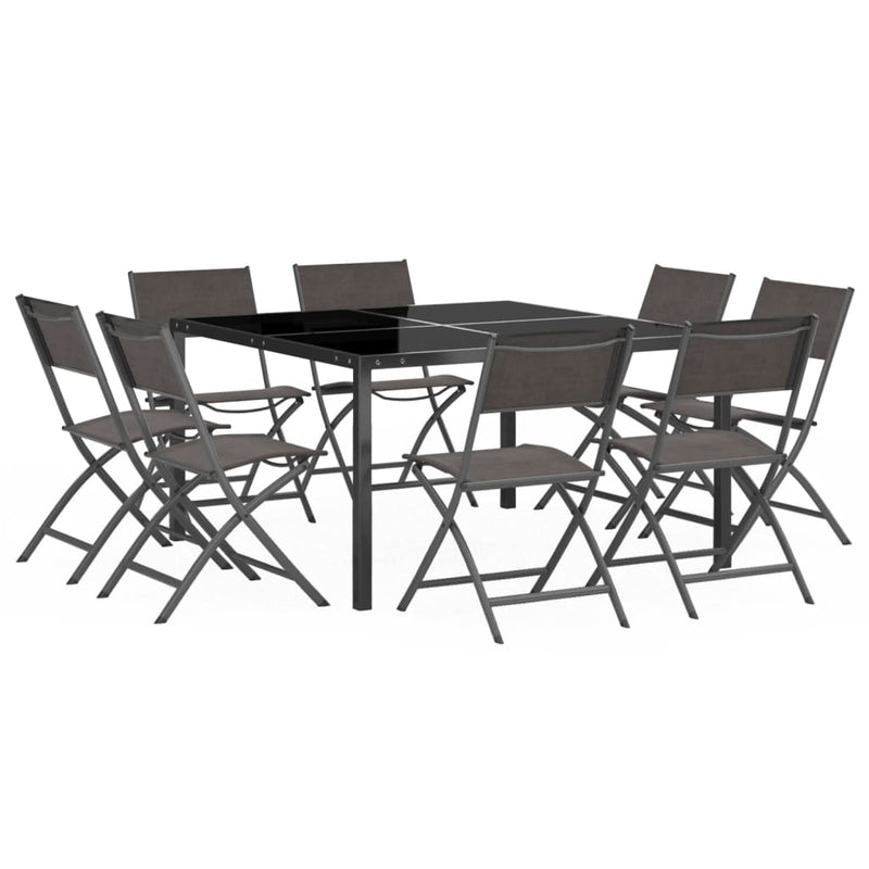 vidaXL 9 Piece Outdoor Dining Set Steel