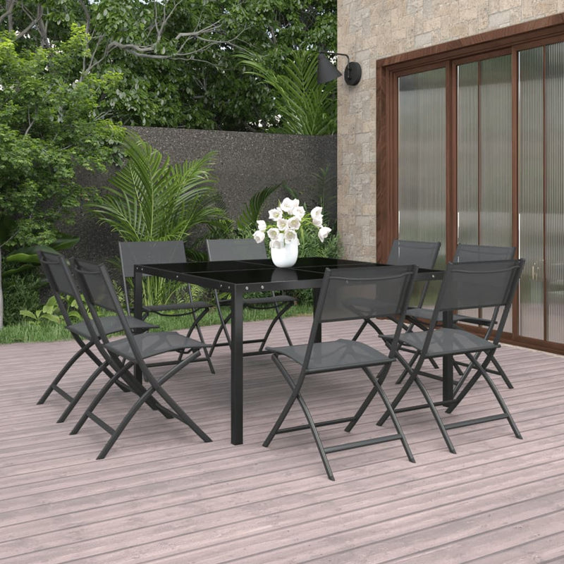 vidaXL 9 Piece Outdoor Dining Set Steel