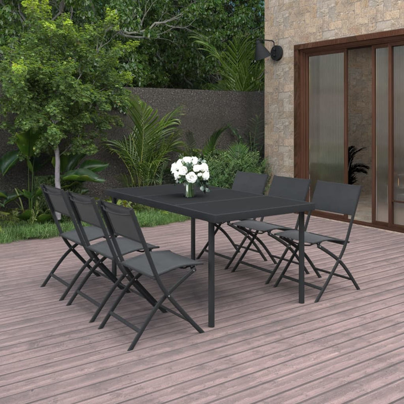 vidaXL 7 Piece Outdoor Dining Set Steel