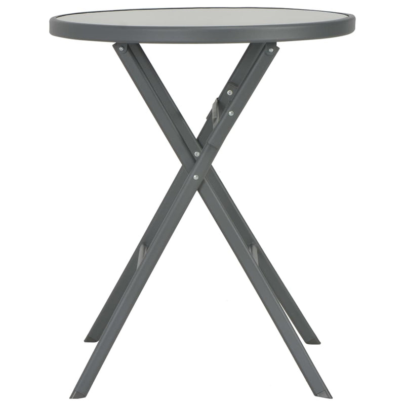 vidaXL 3 Piece Folding Bistro Set Steel Grey