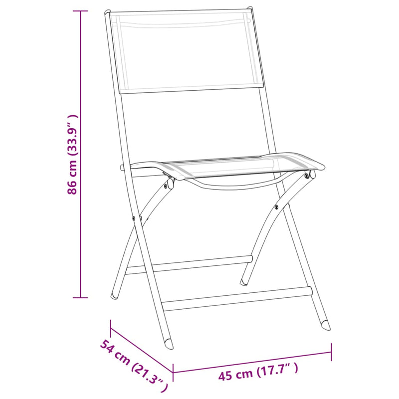 vidaXL 3 Piece Folding Bistro Set Steel Grey