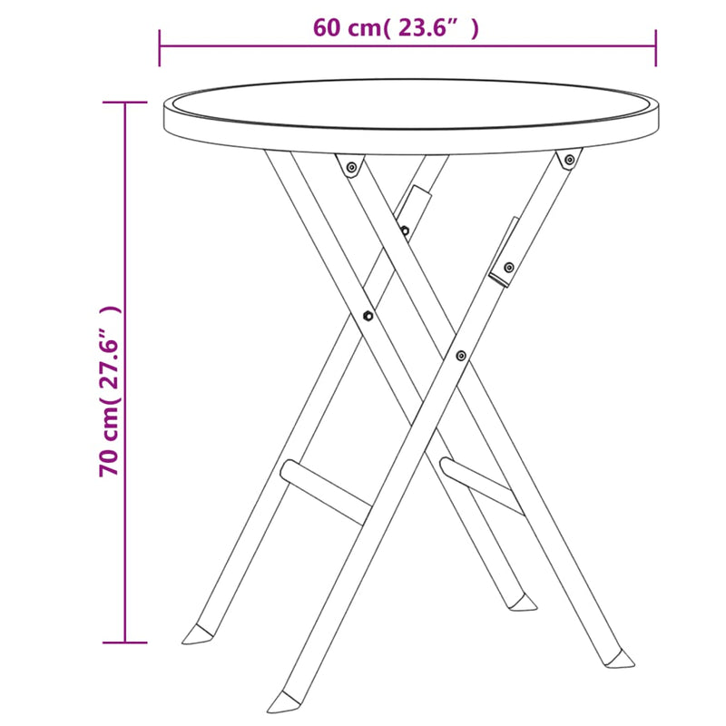 vidaXL 3 Piece Folding Bistro Set Steel Grey