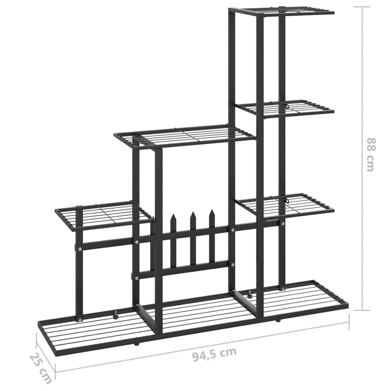 vidaXL Flower Stand 94.5x25x88 cm Black Metal
