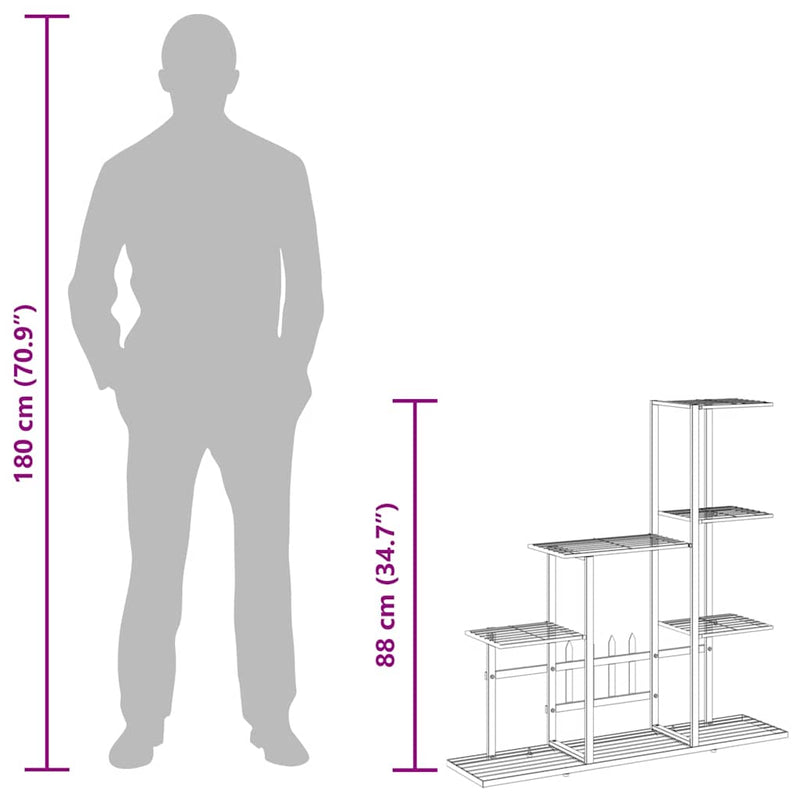 vidaXL Flower Stand 94.5x25x88 cm Black Metal