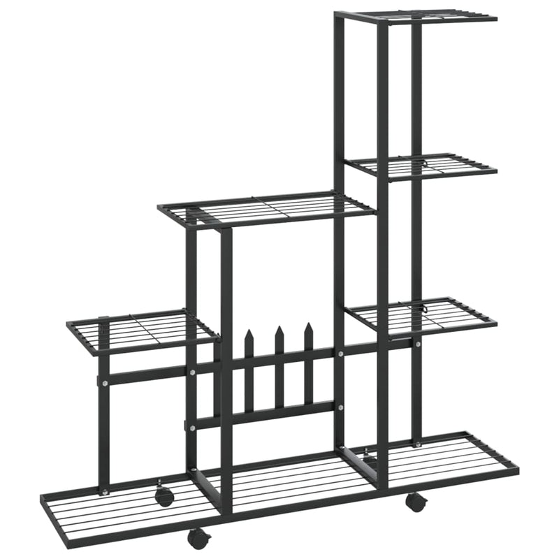 vidaXL Flower Stand with Wheel 94.5x25x92.5 cm Black Metal