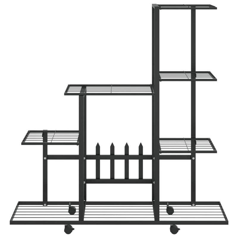 vidaXL Flower Stand with Wheel 94.5x25x92.5 cm Black Metal