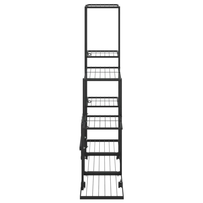 vidaXL Flower Stand with Wheel 94.5x25x92.5 cm Black Metal