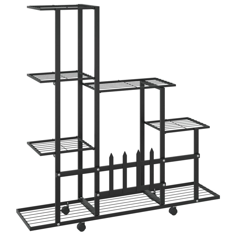 vidaXL Flower Stand with Wheel 94.5x25x92.5 cm Black Metal