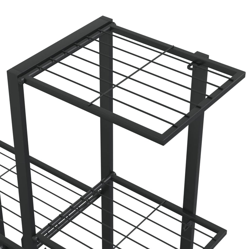 vidaXL Flower Stand with Wheel 94.5x25x92.5 cm Black Metal