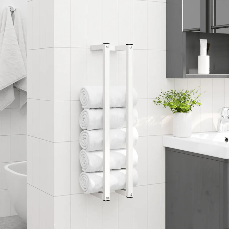 Towel Rack White 12.5x12.5x60 cm Steel
