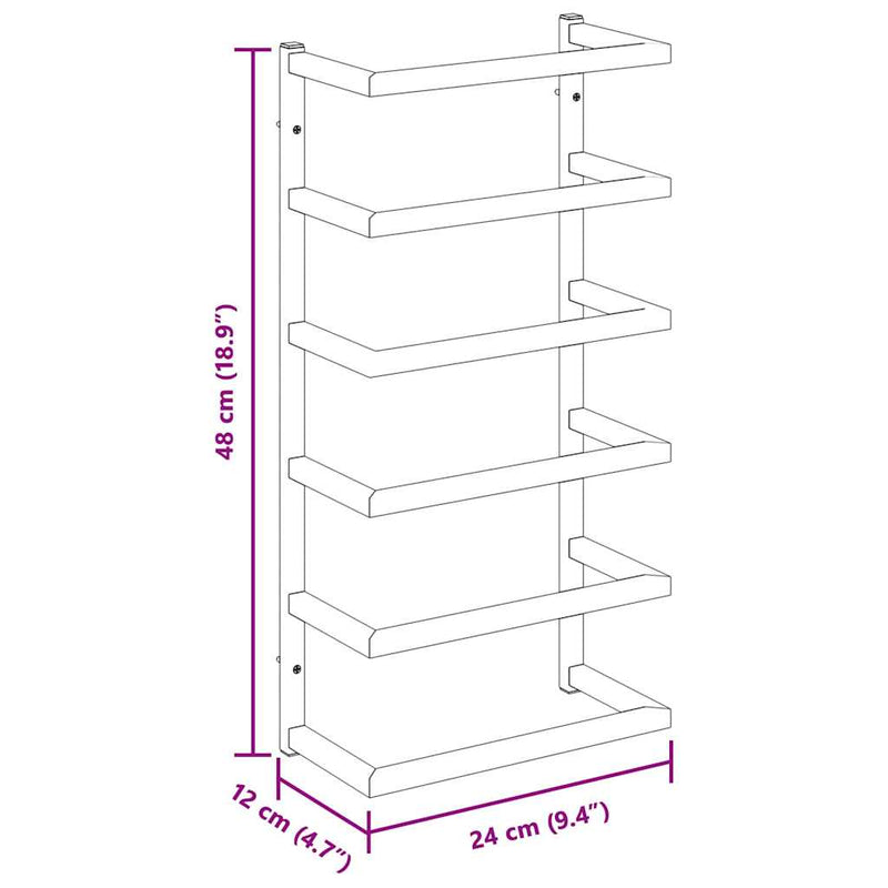 vidaXL Towel Rack Black 24x12x48 cm Steel