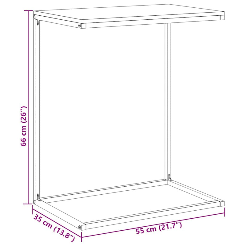 vidaXL Side Table Black 55x35x66 cm Engineered Wood