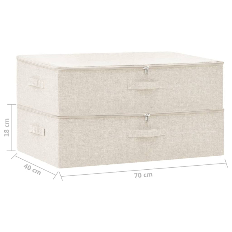 Storage Boxes 2 pcs Fabric 70x40x18 cm Cream