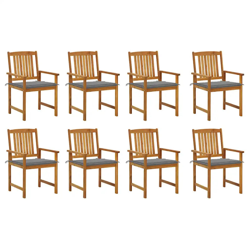 Garden Chairs with Cushions 8 pcs Solid Acacia Wood