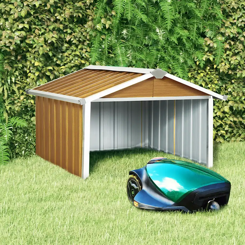 Garden Robot Lawnmower Shed 92x97x63 cm Galvanised Steel Brown