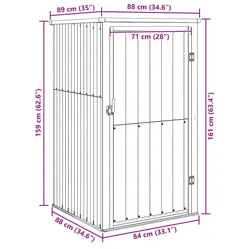 Garden Tool Shed Grey 88x89x161 cm Galvanised Steel