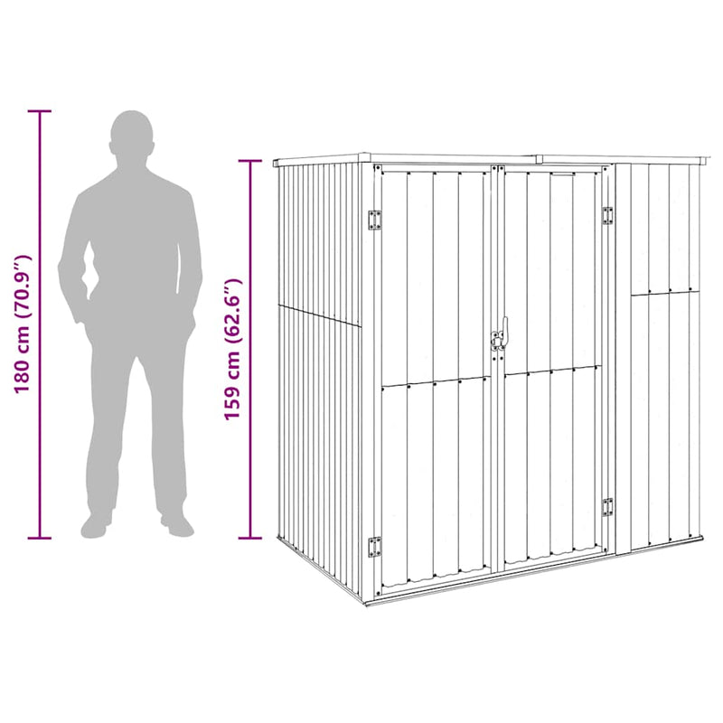 vidaXL Garden Tool Shed Grey 161x89x161 cm Galvanised Steel