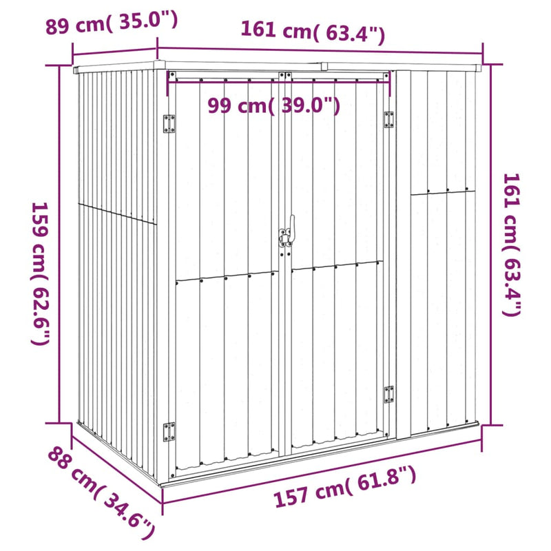 vidaXL Garden Tool Shed Anthracite 161x89x161 cm Galvanised Steel
