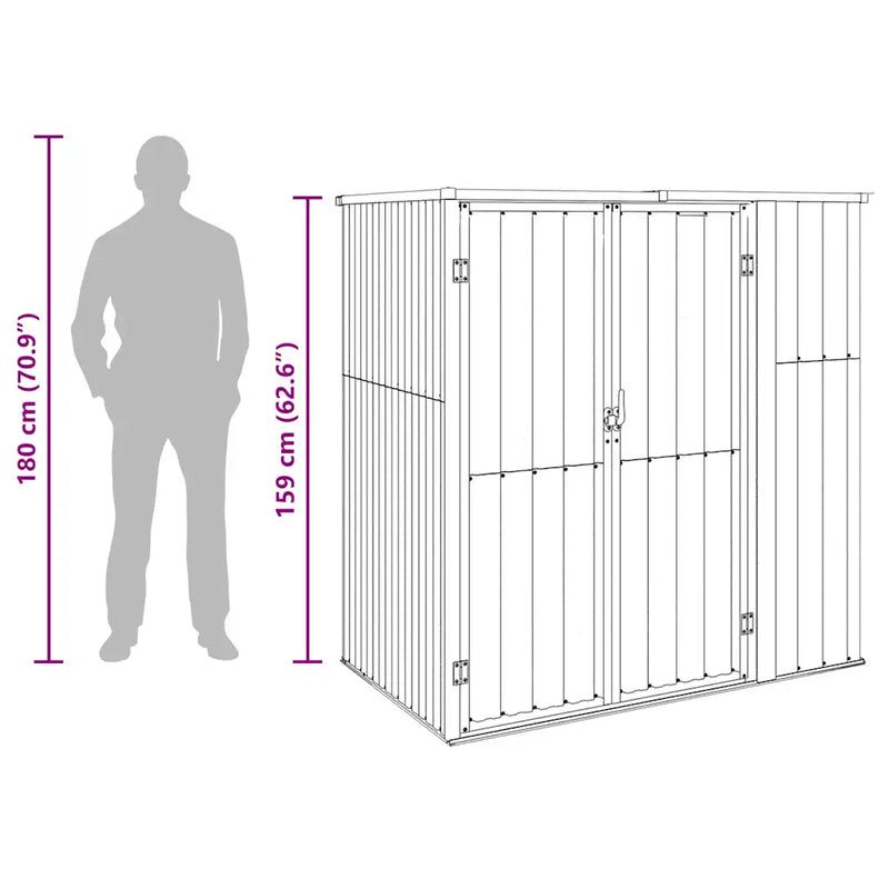 Garden Tool Shed Brown 161x89x161 cm Galvanised Steel
