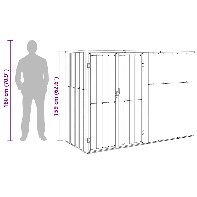 Garden Tool Shed Green 225x89x161 cm Galvanised Steel