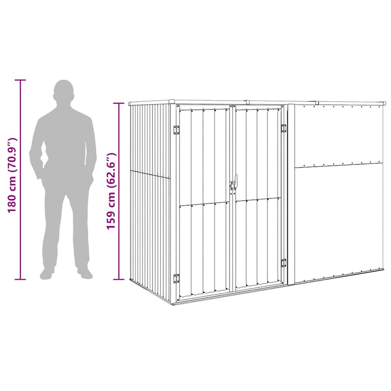 vidaXL Garden Tool Shed Grey 225x89x161 cm Galvanised Steel