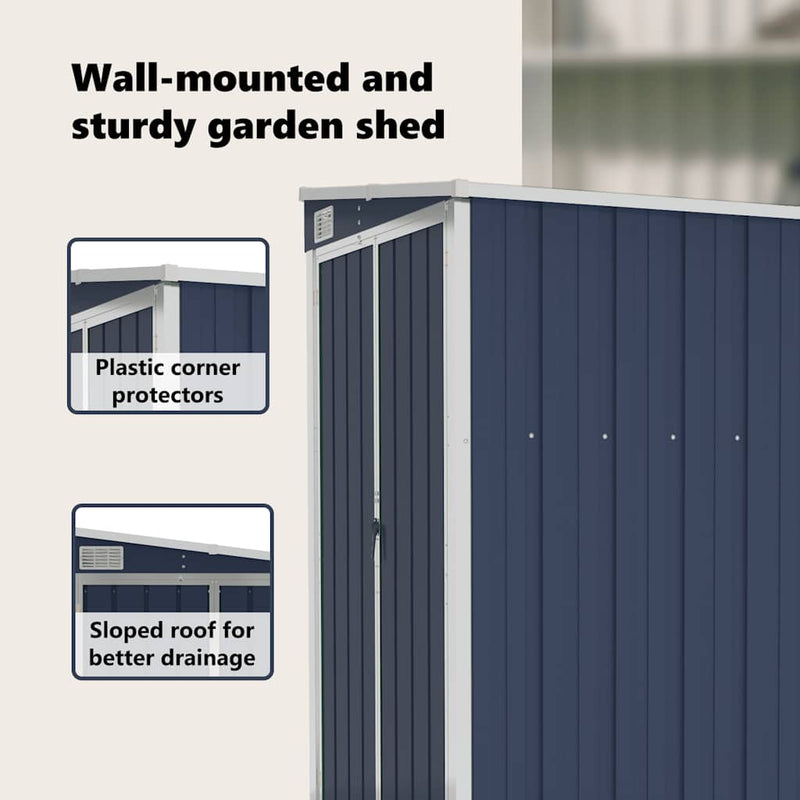 vidaXL Wall-mounted Garden Shed Anthracite 118x100x178 cm Steel