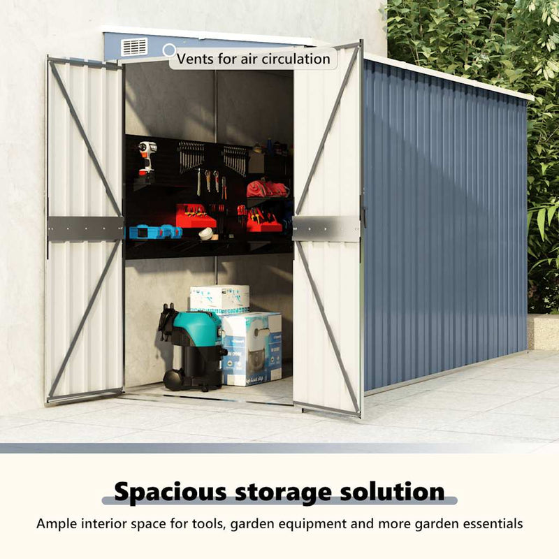 vidaXL Wall-mounted Garden Shed Grey 118x288x178 cm Galvanised Steel
