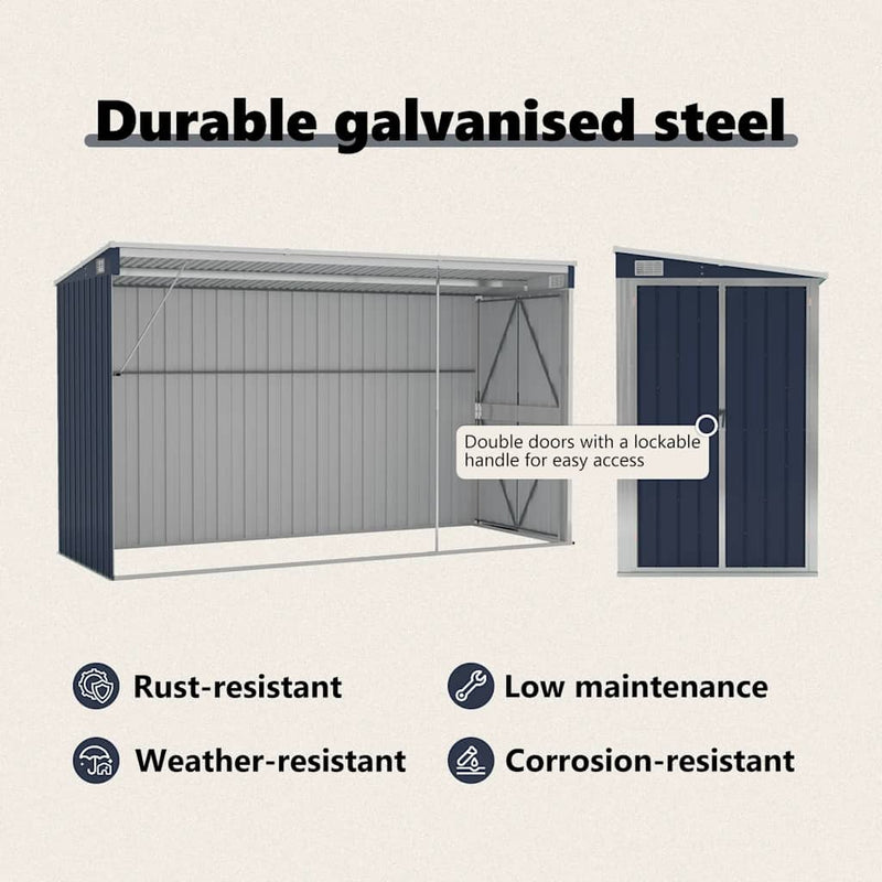 vidaXL Wall-mounted Garden Shed Anthracite 118x288x178 cm Steel