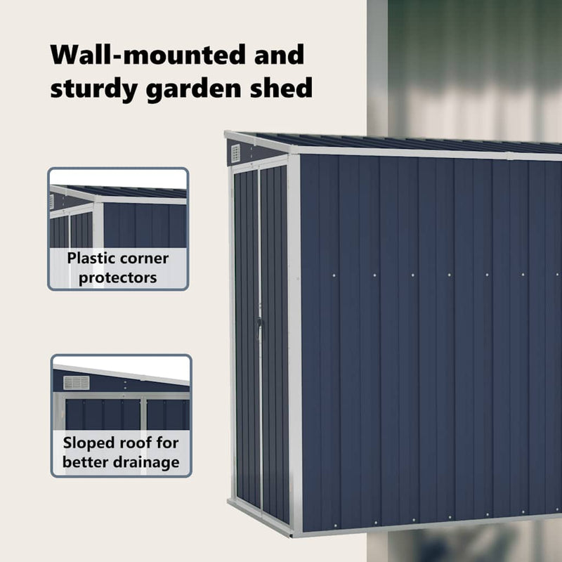 vidaXL Wall-mounted Garden Shed Anthracite 118x288x178 cm Steel