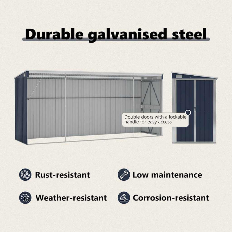 vidaXL Wall-mounted Garden Shed Anthracite 118x382x178 cm Steel