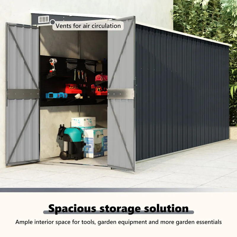 Wall-mounted Garden Shed Anthracite 118x382x178 cm Steel