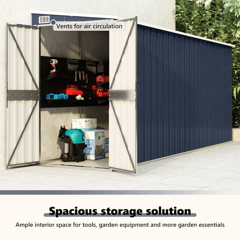vidaXL Wall-mounted Garden Shed Anthracite 118x382x178 cm Steel