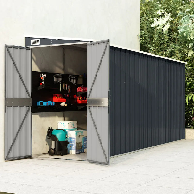 Wall-mounted Garden Shed Anthracite 118x382x178 cm Steel