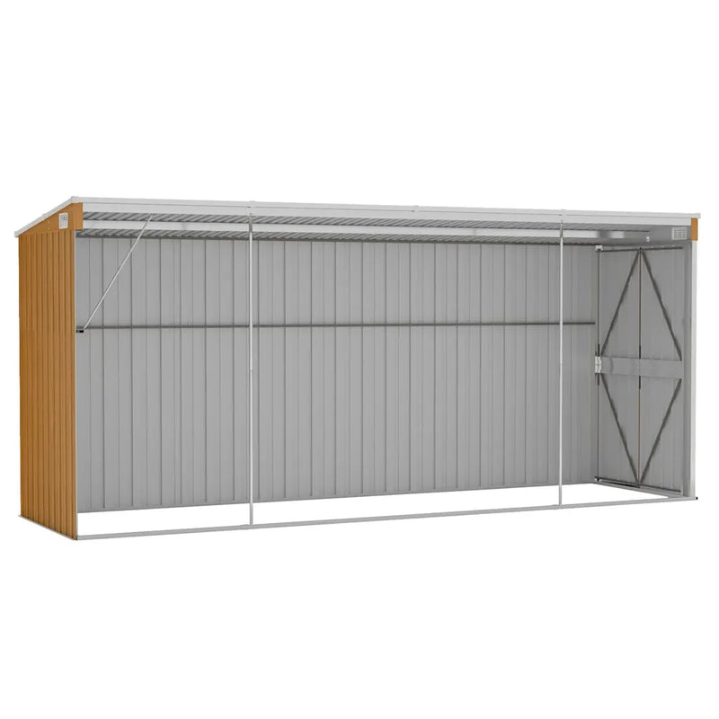 Wall-mounted Garden Shed Brown 118x382x178 cm Galvanised Steel