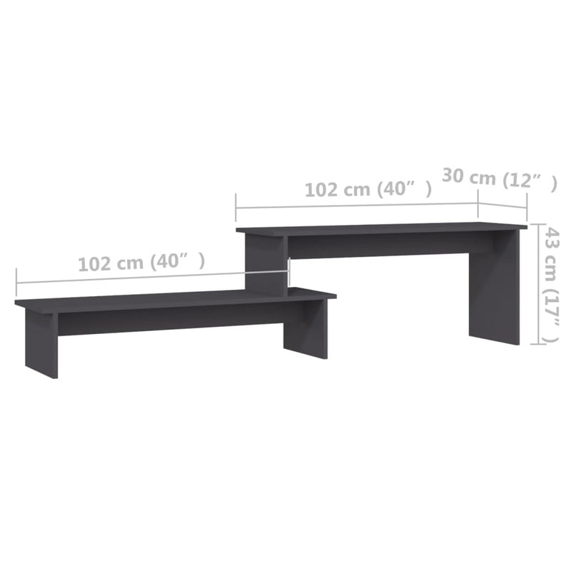 vidaXL TV Cabinet Grey 180x30x43 cm Engineered Wood