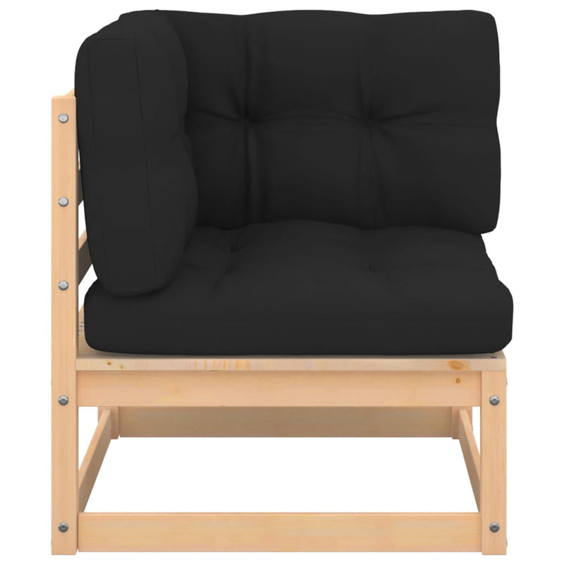 vidaXL Garden Corner Sofa with Anthracite Cushions Solid Pinewood