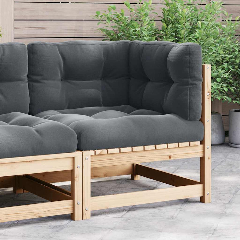 vidaXL Garden Corner Sofa with Anthracite Cushions Solid Pinewood