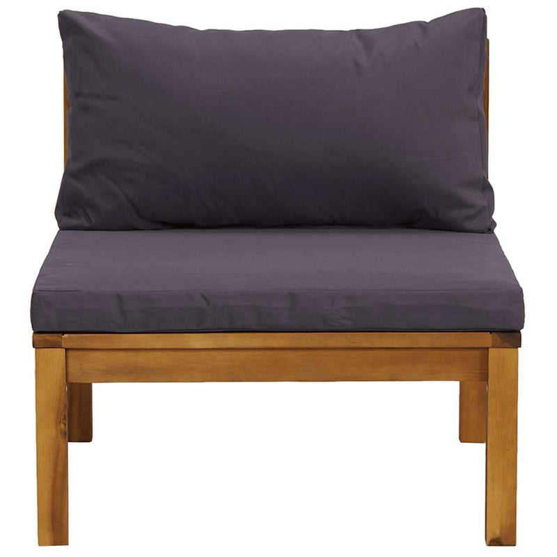 2 Piece Garden Sofa Set with Dark Grey Cushions Acacia Wood