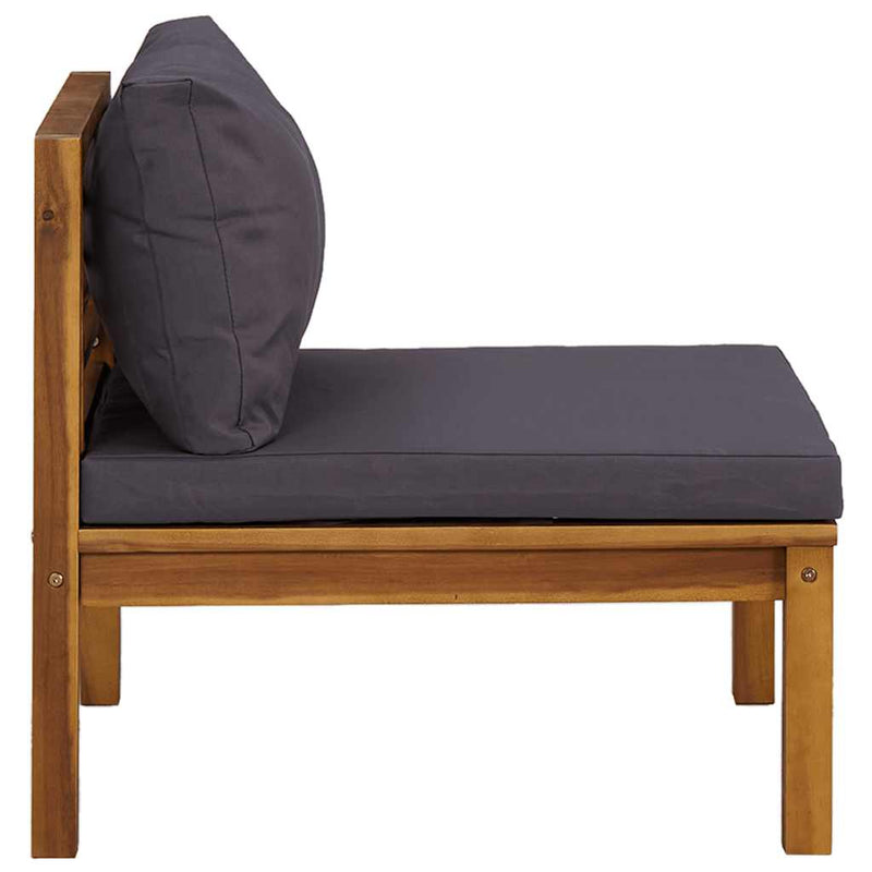 2 Piece Garden Sofa Set with Dark Grey Cushions Acacia Wood