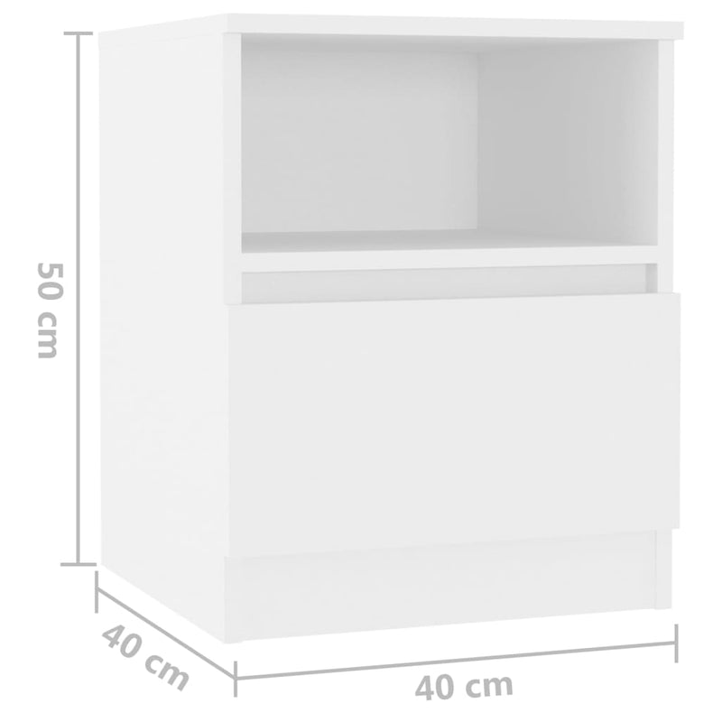 vidaXL Bed Cabinet White 40x40x50 cm Engineered Wood