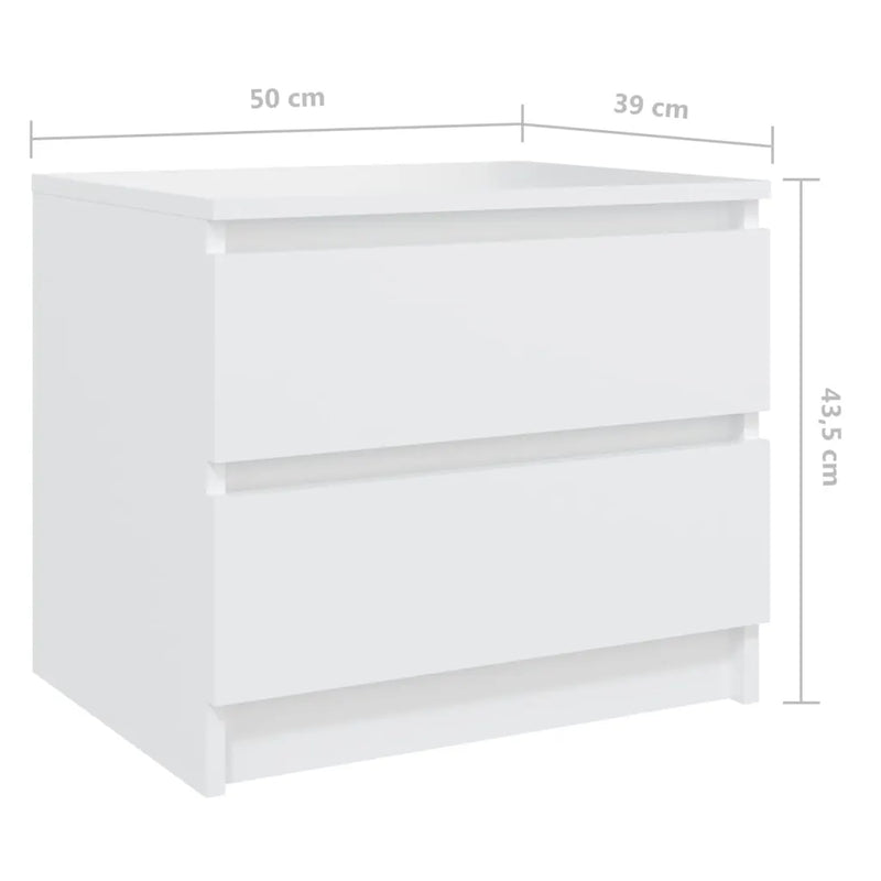 Bed Cabinets 2 pcs White 50x39x43.5 cm Engineered Wood
